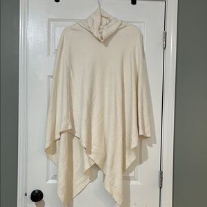 Barefoot Dreams Cozy Cream Hooded Poncho Sweater